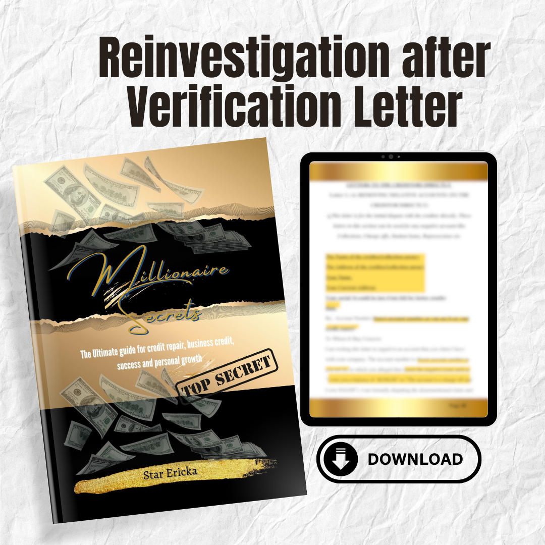 Reinvestigation after accounts come back verified letter